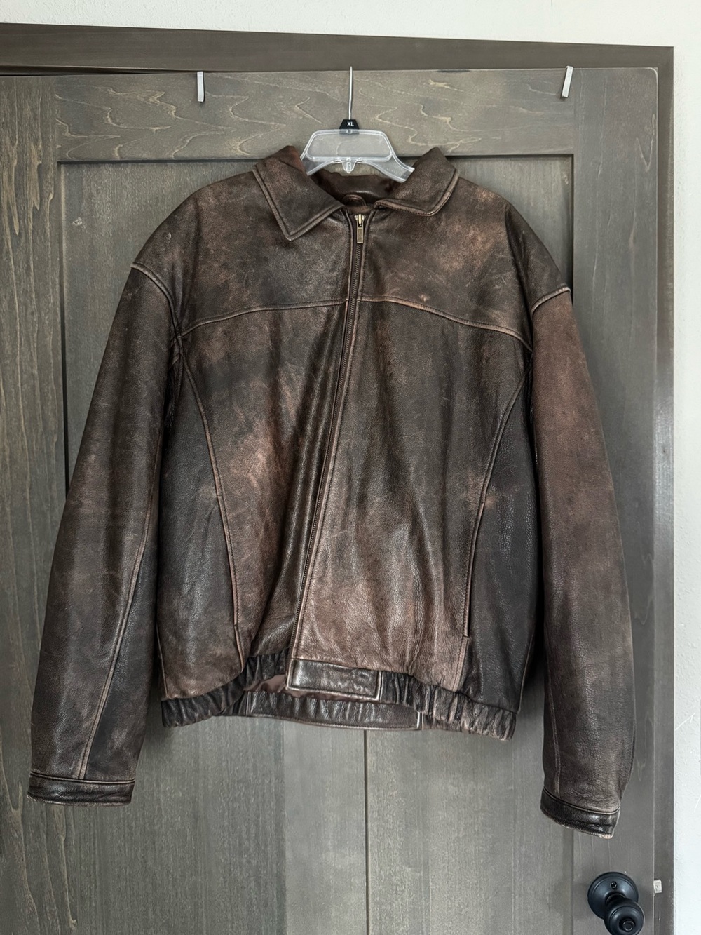 Leather Limited Men’s Brown Distressed Leather Bomber Jacket